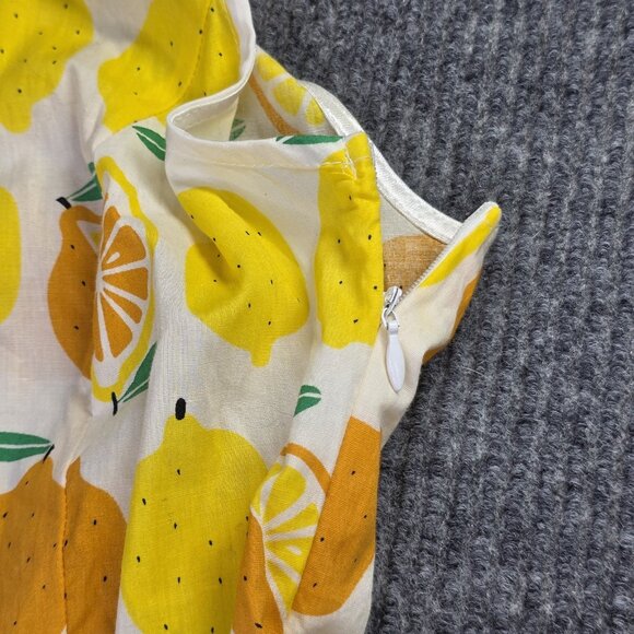 La Soul Dress Womens Large Lemon Print Belted Sleeveless Pockets Summer Casual - Picture 6 of 16